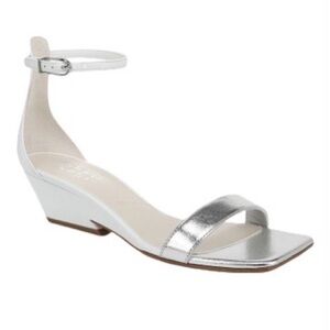 Women’s Silver Ankle-Strap Wedge Sandal,  8